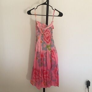 Chic Floral Midi Dress in Pink and Blue